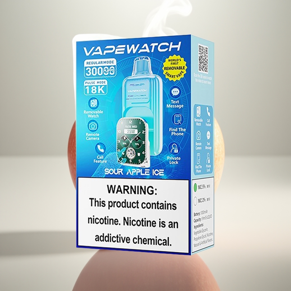 JNR VapeWatch 30000 Puffs Dual Mesh 19mL Sour Apple Ice