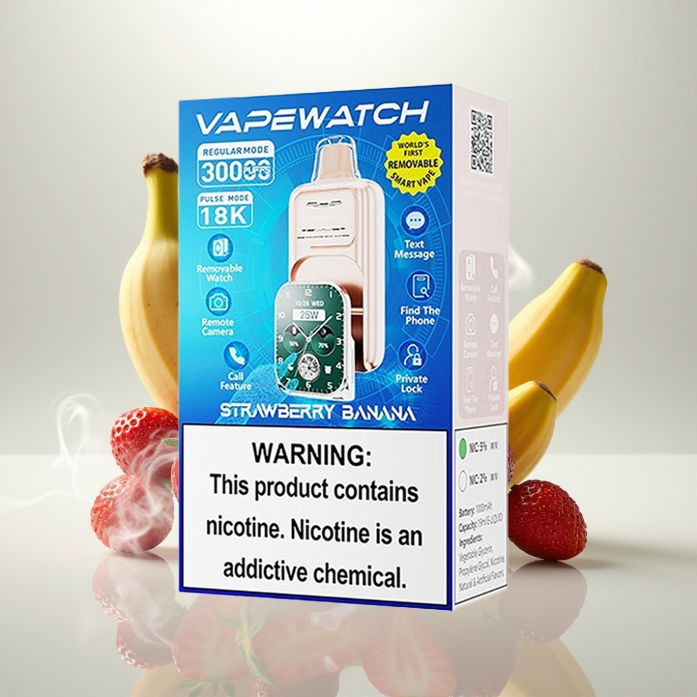 JNR VapeWatch 30000 Puffs Dual Mesh Coil Strawberry Banana