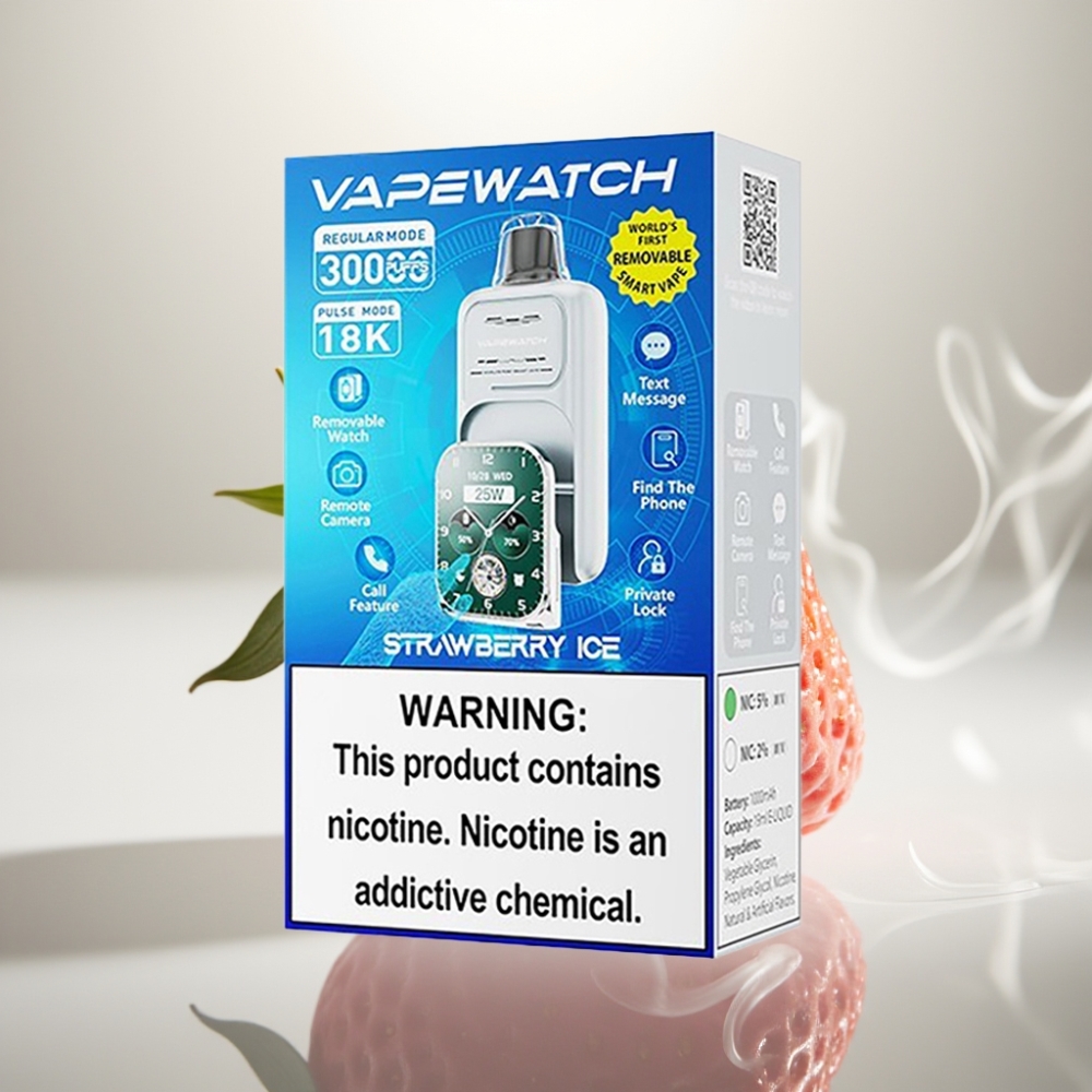 JNR VapeWatch 30000 Puffs Dual Mesh Coil Strawberry Ice
