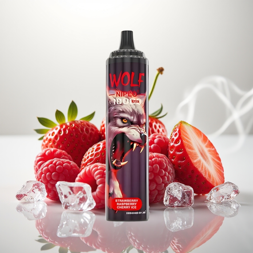 JNR Wolf Niplo 10000 Puffs 20ml Mesh Strawberry Raspberry Cherry Ice