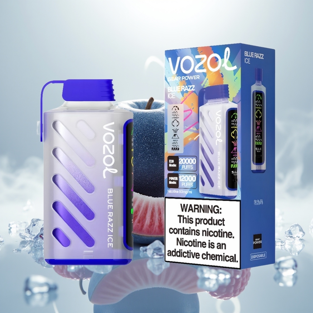 VOZOL Gear Power 20000 Puffs Dual Mesh Full Screen Blue Razz Ice