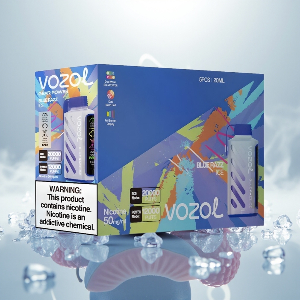 VOZOL Gear Power 20000 Puffs Dual Mesh Full Screen Blue Razz Ice